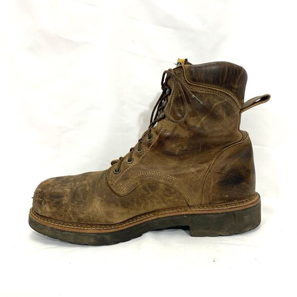 Justin J-Max Steel Toe Work Boots 13D Brown Waterproof Lace Up USA main image 8